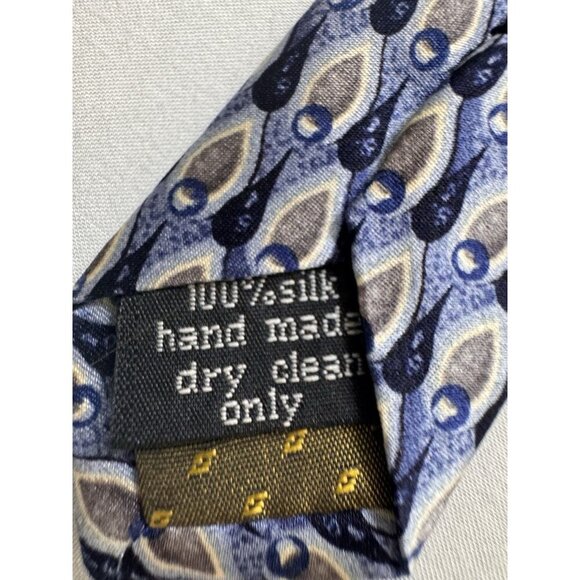 Stonehenge Men’s 100% Silk Necktie Handmade Tie Made In USA Navy Blue Geometric - Picture 4 of 5